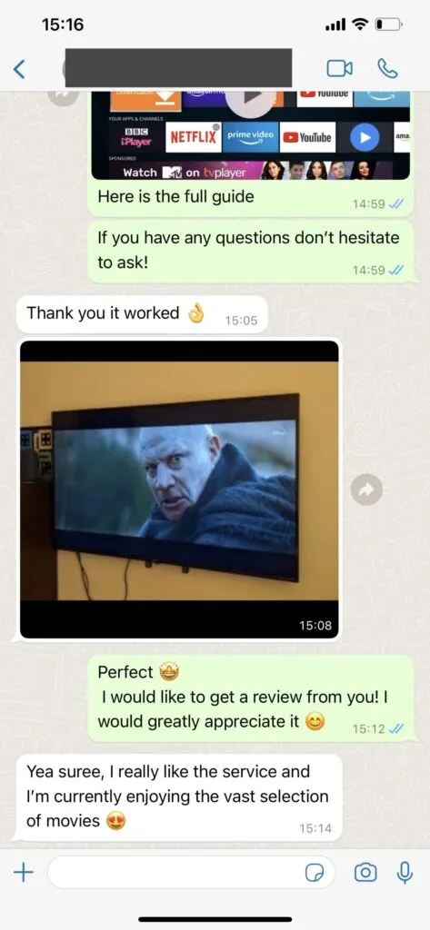 Messaging support screenshot example 1