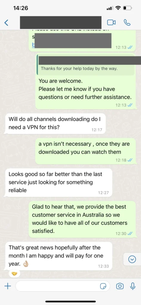 Messaging support screenshot example 3